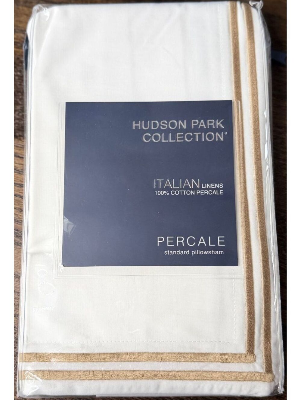 Hudson Park Collection Italian Percale Double Row Satin Standard Sham White NWT